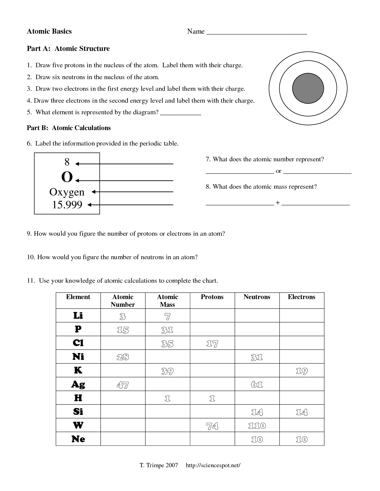 Nucleus Particles Worksheet Answer Key and Study Guide