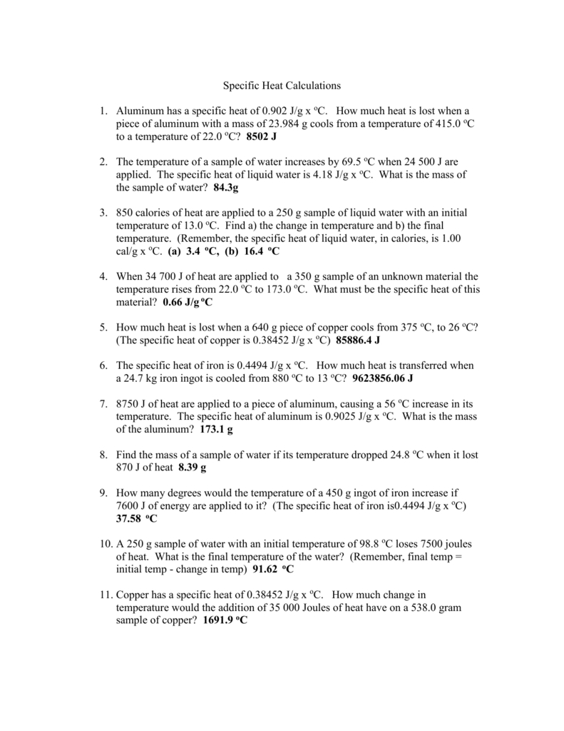 Calculating Specific Heat Made Easy