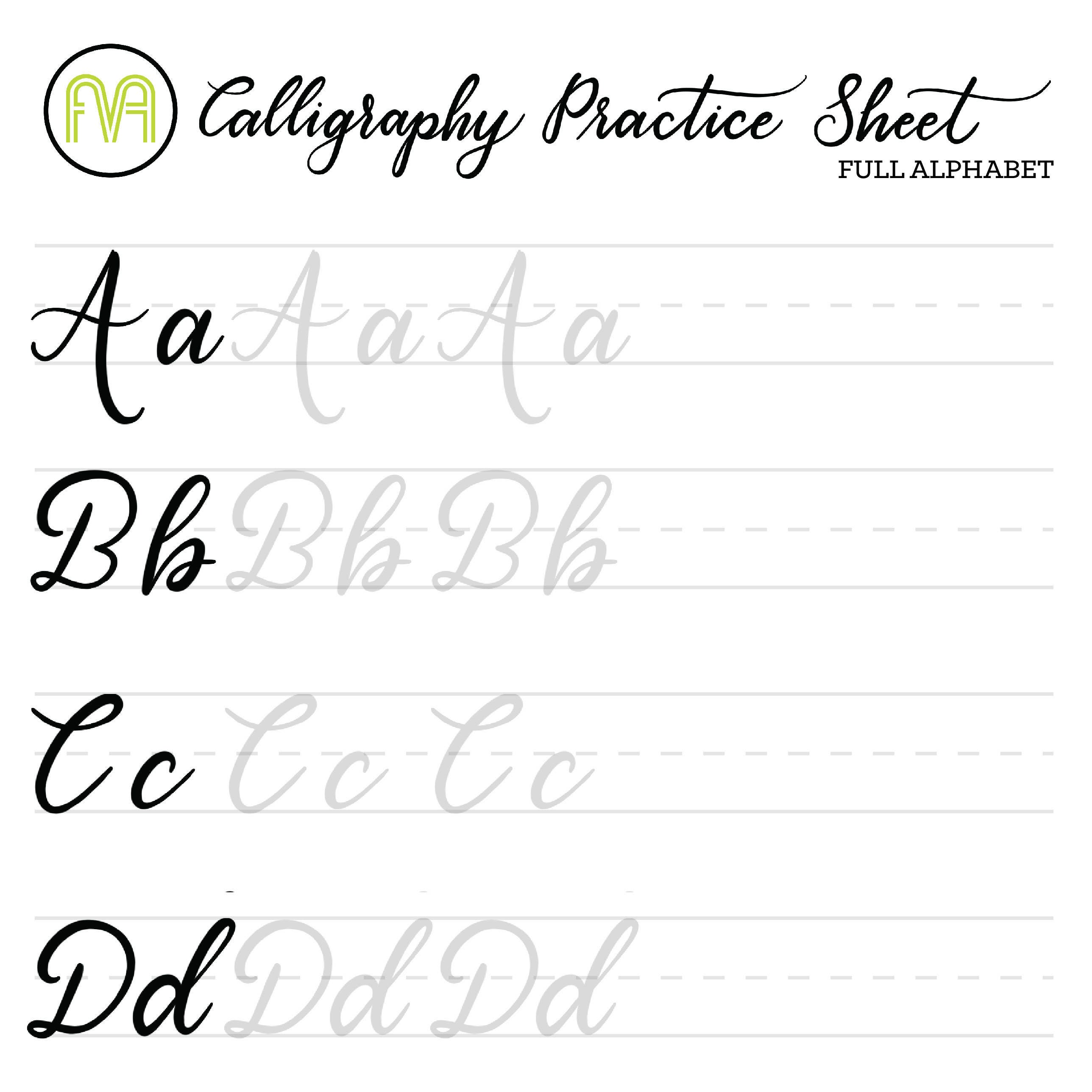 Free Calligraphy Worksheets for Hand Lettering Practice