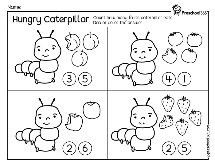 Caterpillar Counting Worksheet