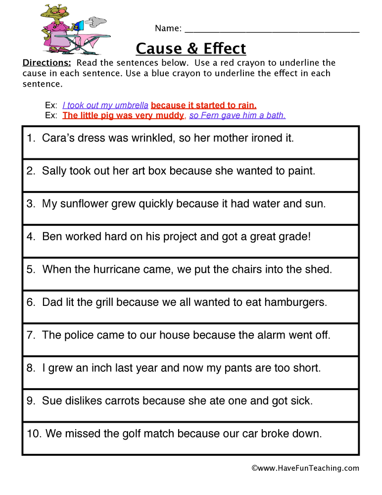 Cause And Effect Worksheet Pdf