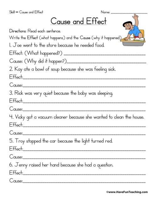 10 Cause and Effect Worksheets for 4th Grade