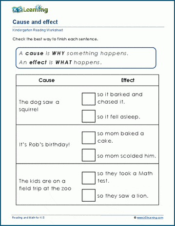 Cause Effect Worksheets