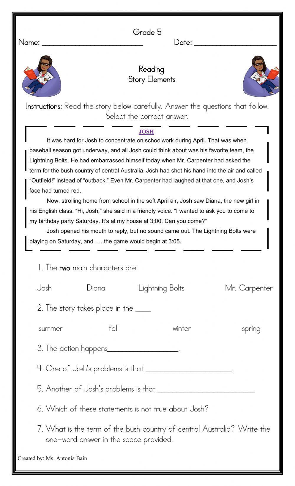 5 Essential Character and Setting Worksheets