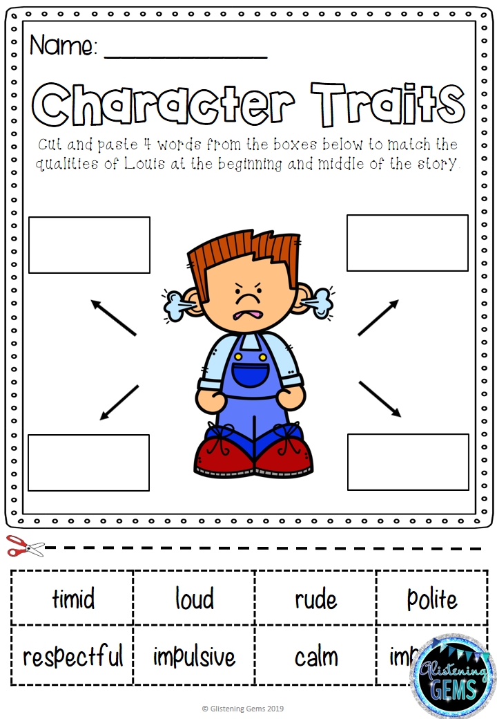 Character Traits Worksheet Kindergarten William Schematic