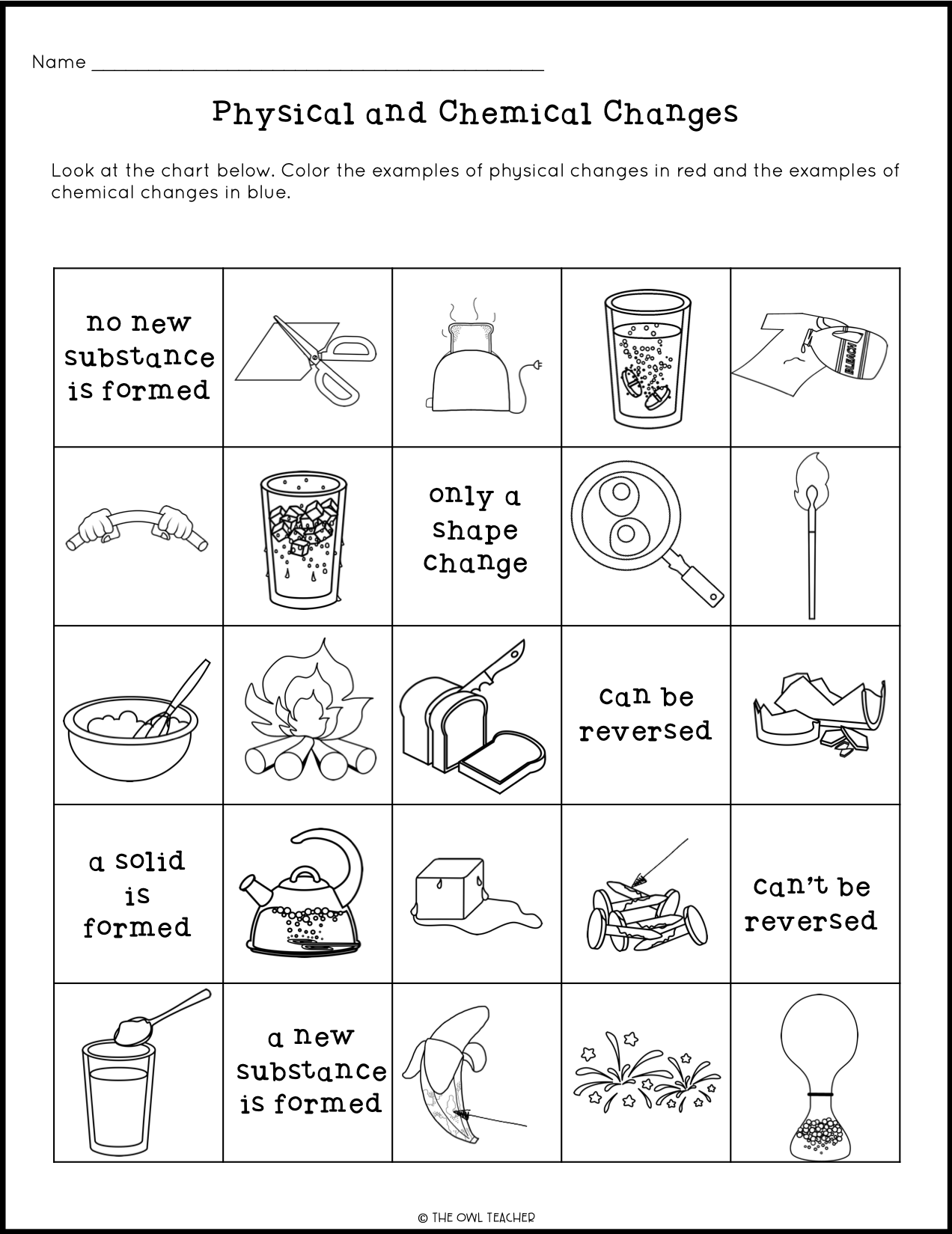 Chemical vs Physical Change Worksheet Answers