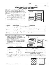 Chemistry Unit 1 Worksheet 3 Answers and Solutions