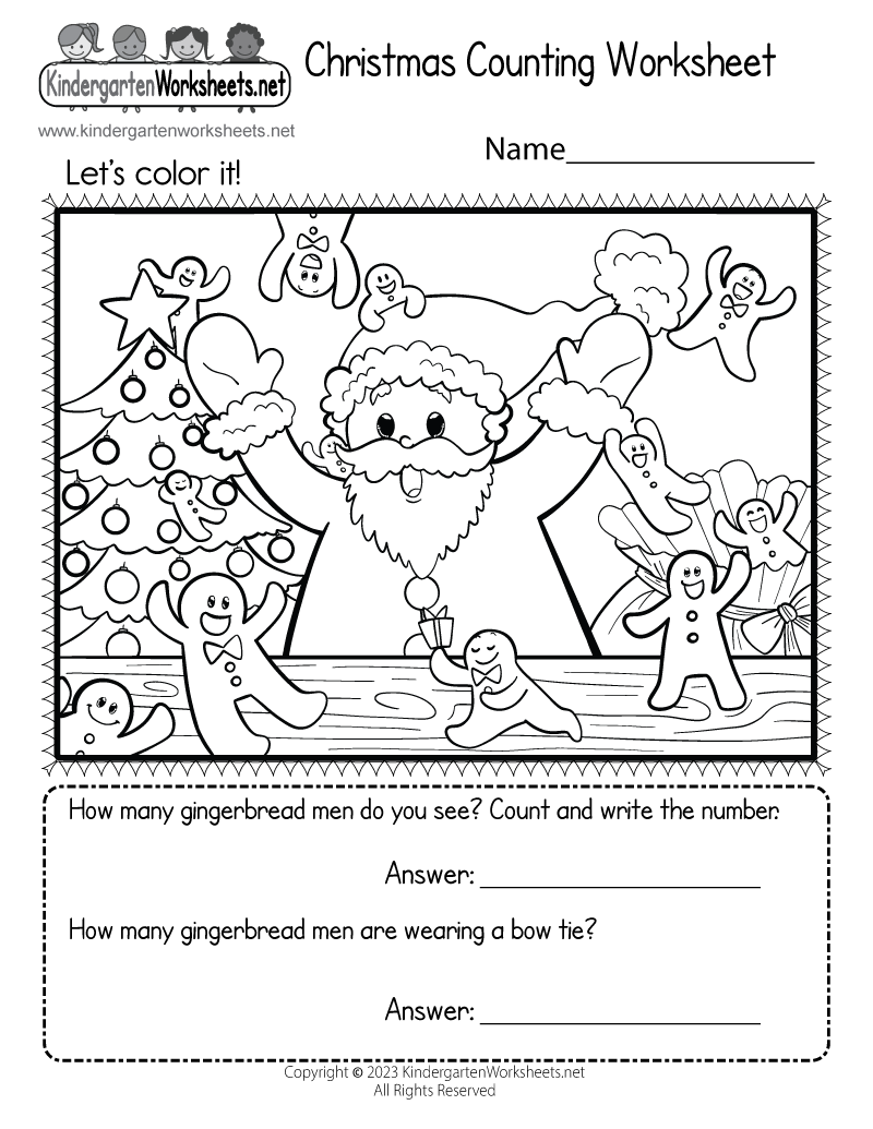 Christmas Counting Fun Worksheet for Kids