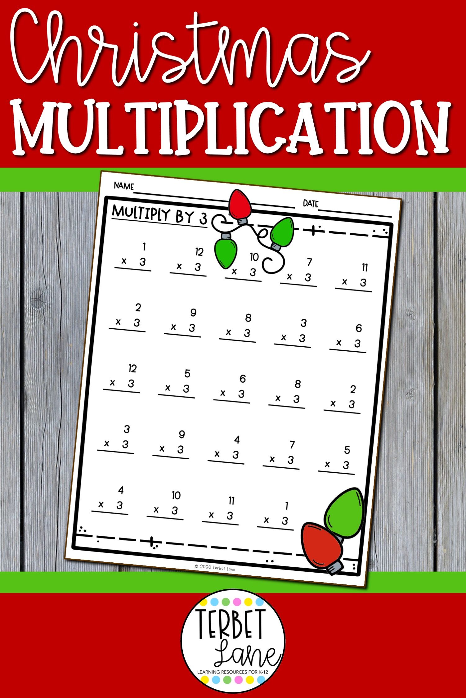 Christmas Multiplication Fun Sheets for Kids