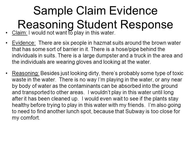 Claim Evidence Reasoning Example Questions