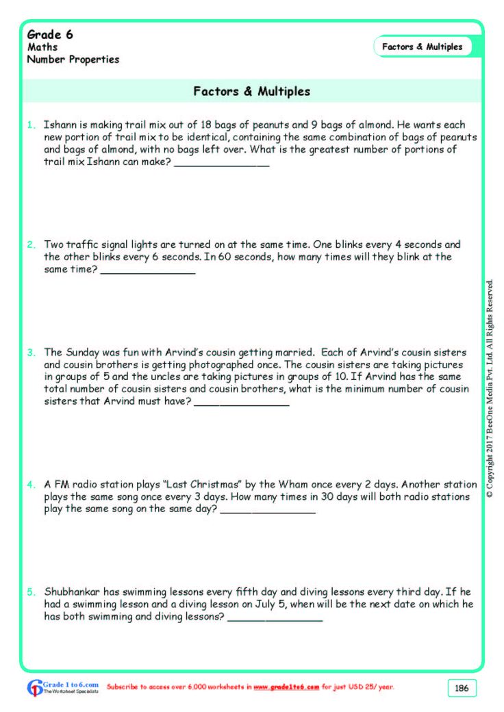 Class 4 Maths Factors And Multiples Worksheets