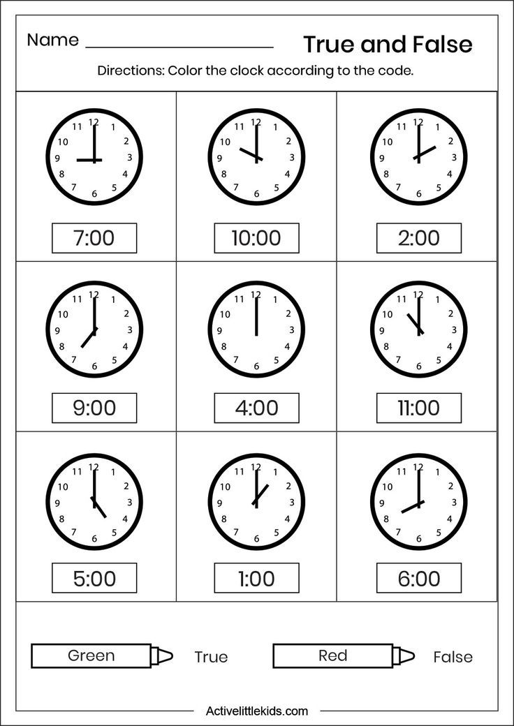 Clock Worksheets For Kindergarten Pdf