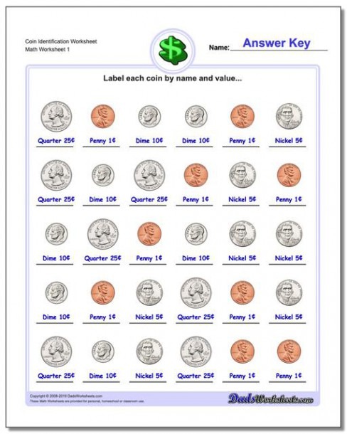 Coin Identification Worksheet Pdf