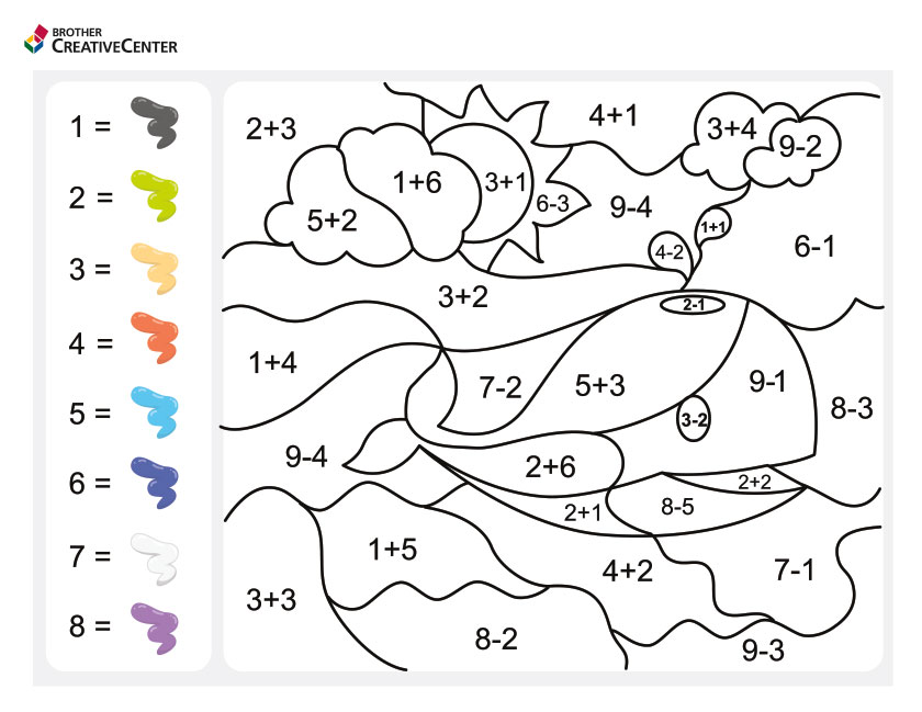 Color by Math Worksheets for Kids Fun Learning