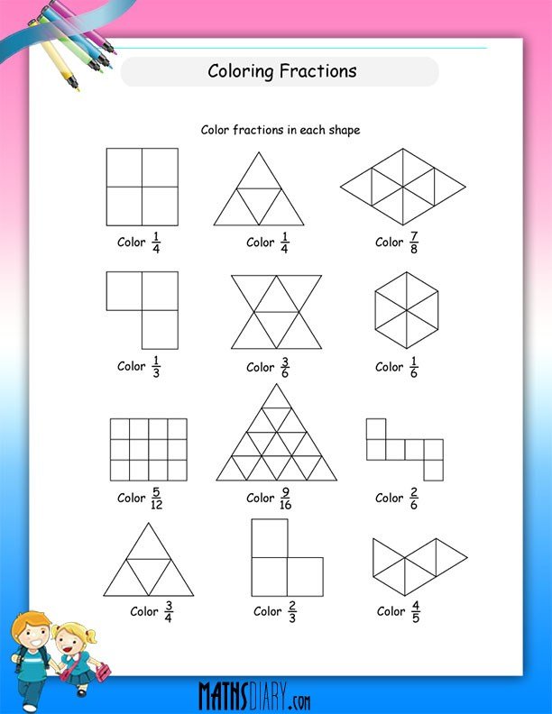 Coloring Fractions Worksheets for Kids Fun Learning Experience