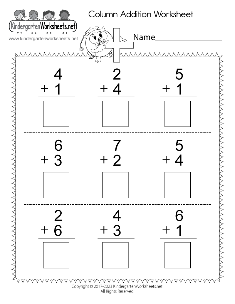 Column Addition Worksheets Pdf