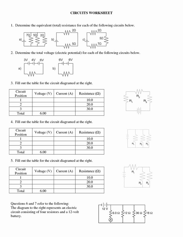 Combination Circuits Worksheet Pdf