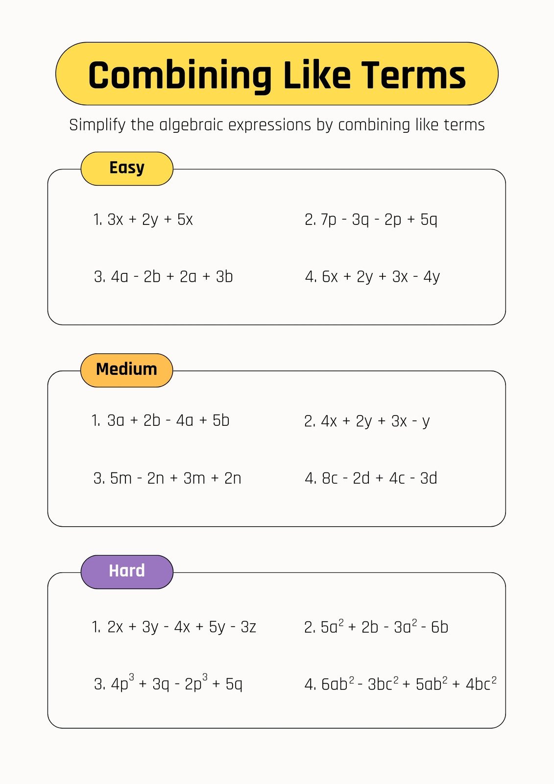 5 Ways to Simplify Combining Like Terms