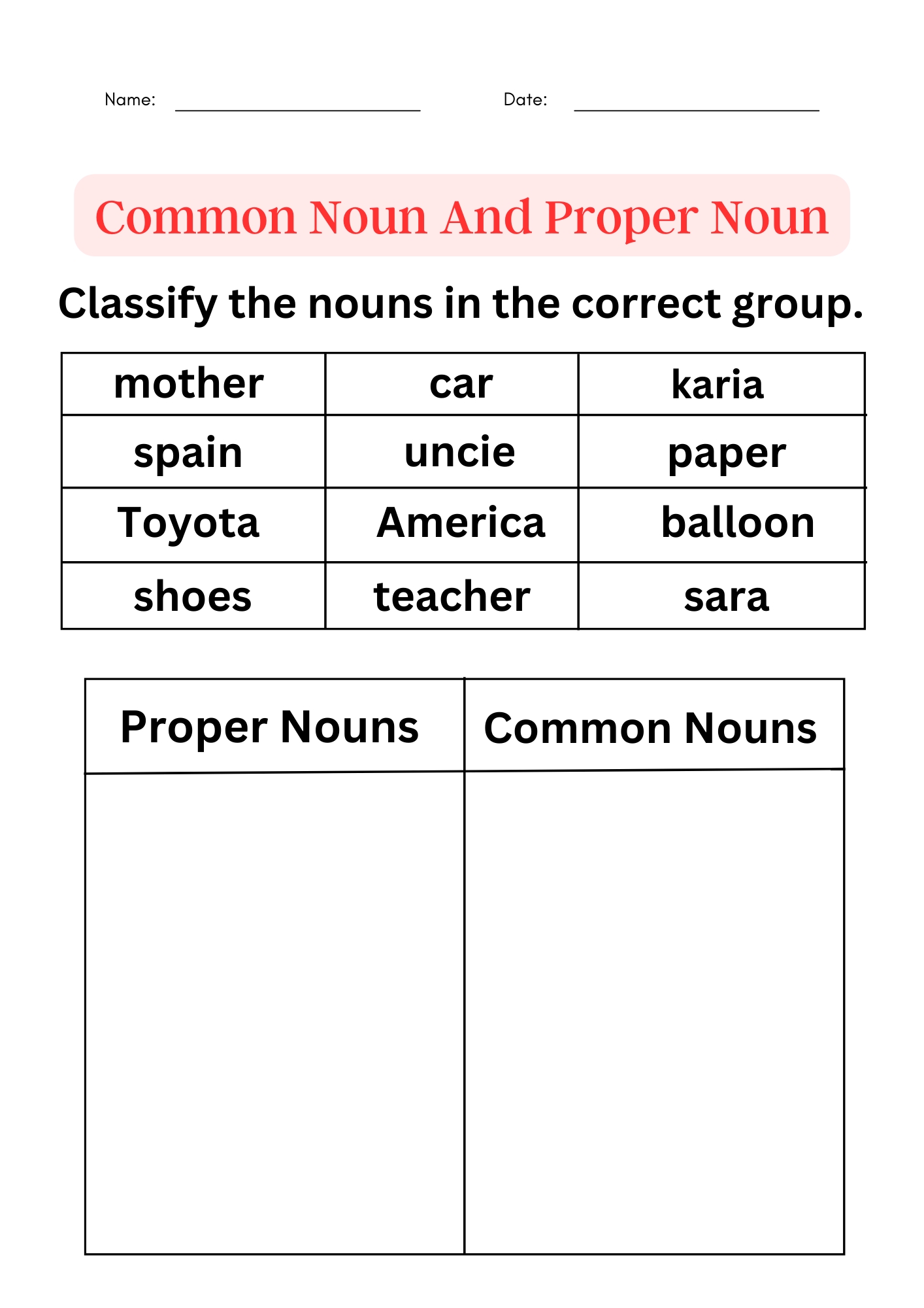 10 Essential Exercises on Common and Proper Nouns