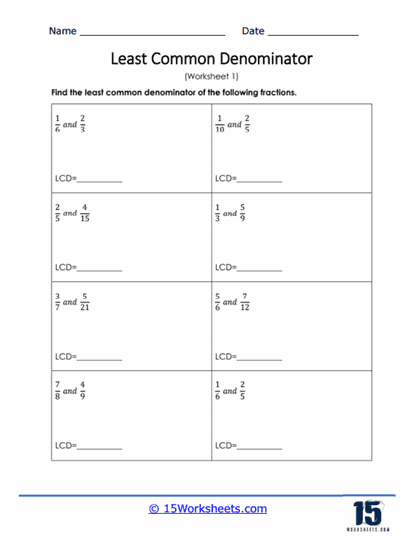 Common Denominator Worksheet Pdf