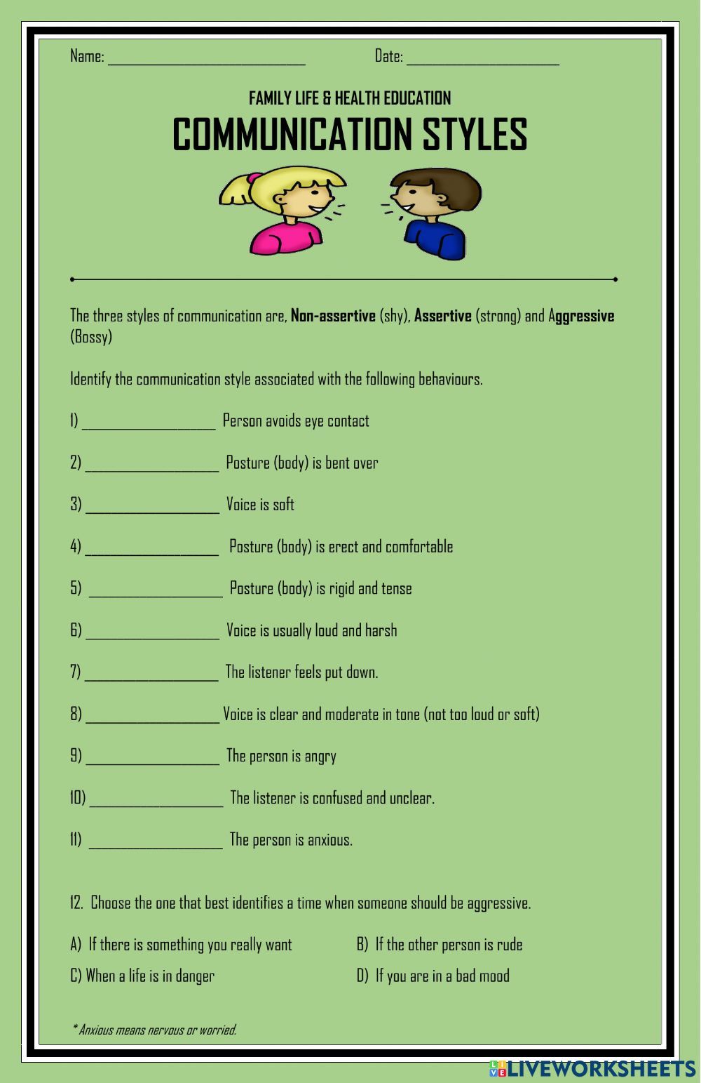 Boost Communication Skills with Worksheets