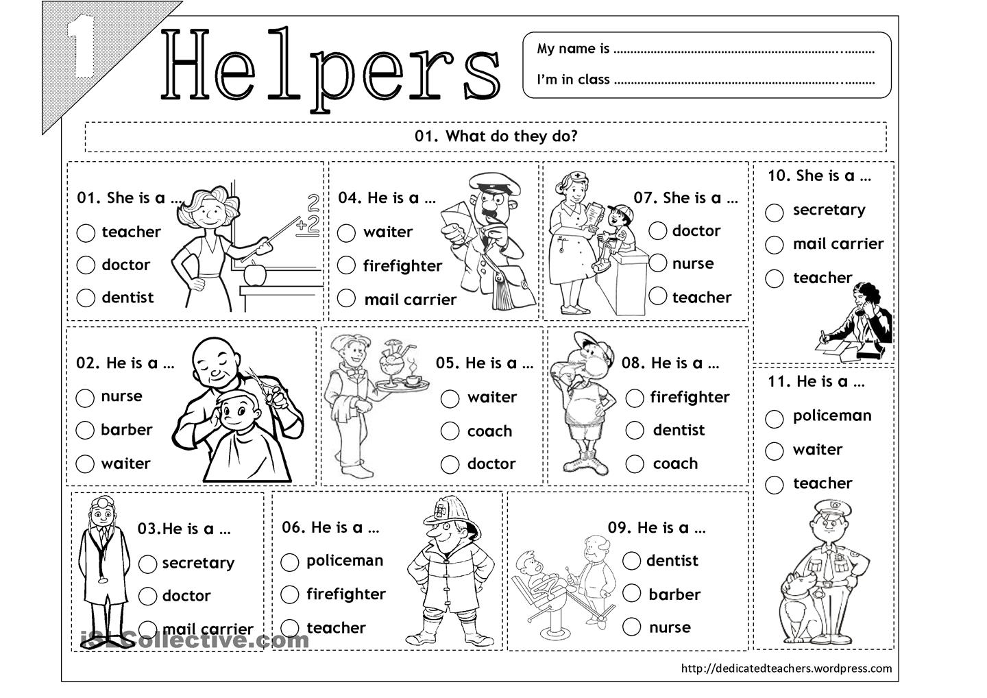 Community Helpers Worksheets Pdf