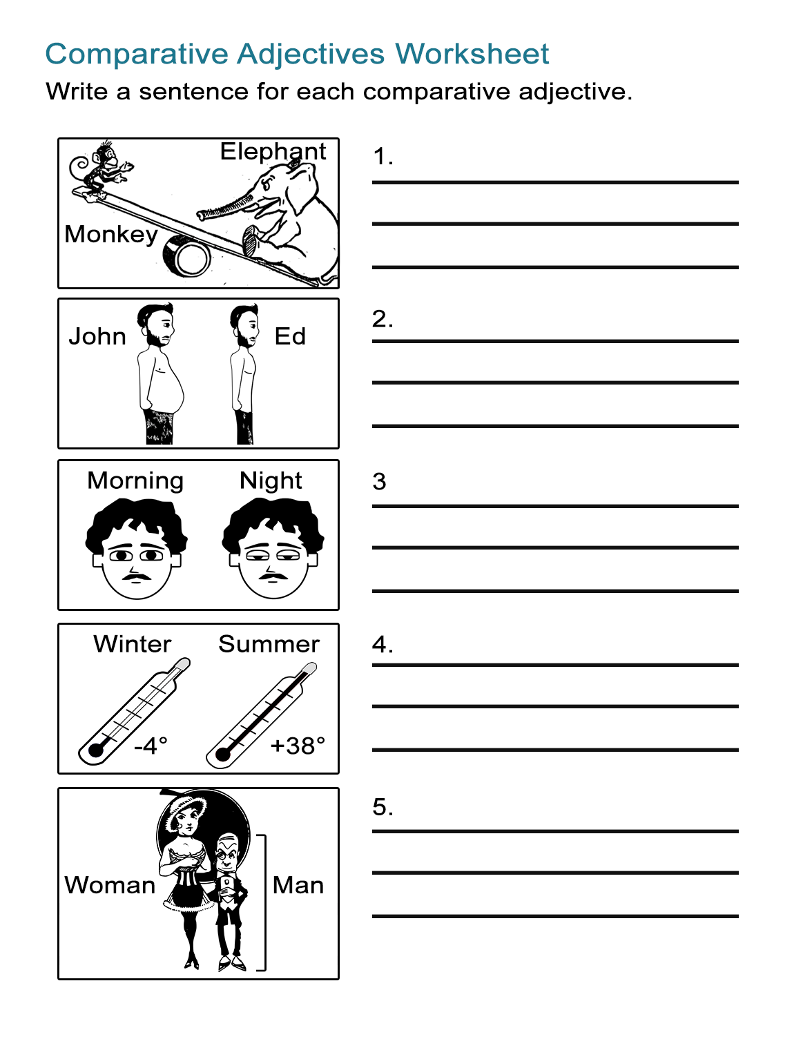 Comparatives Adjectives Activities Comparative Adjectives Worksheet