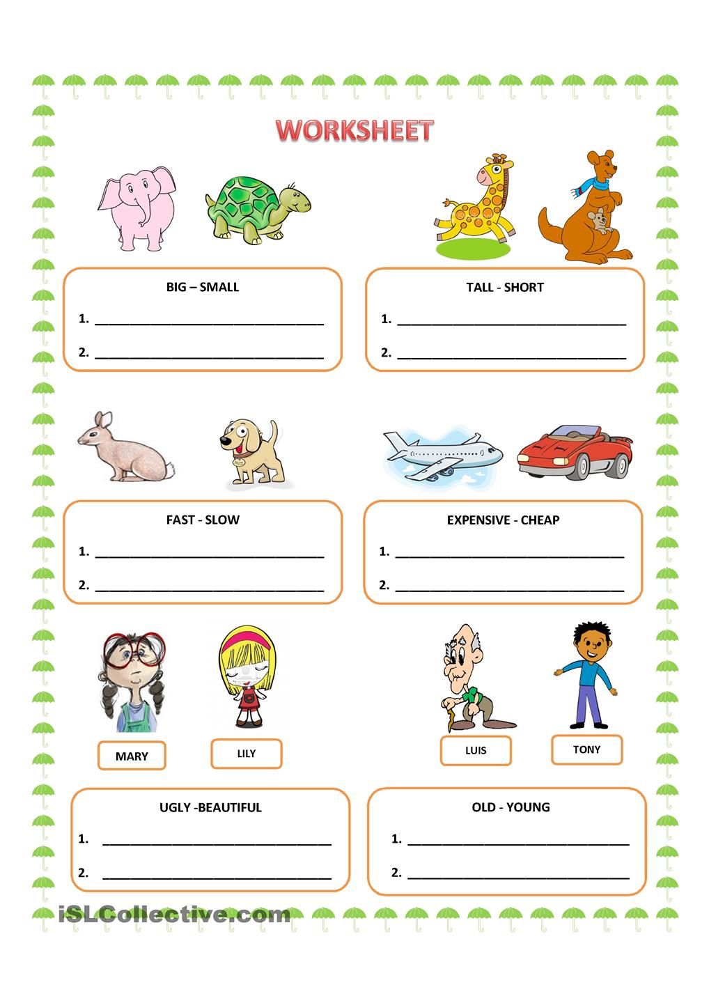 Compare Adjectives Worksheets