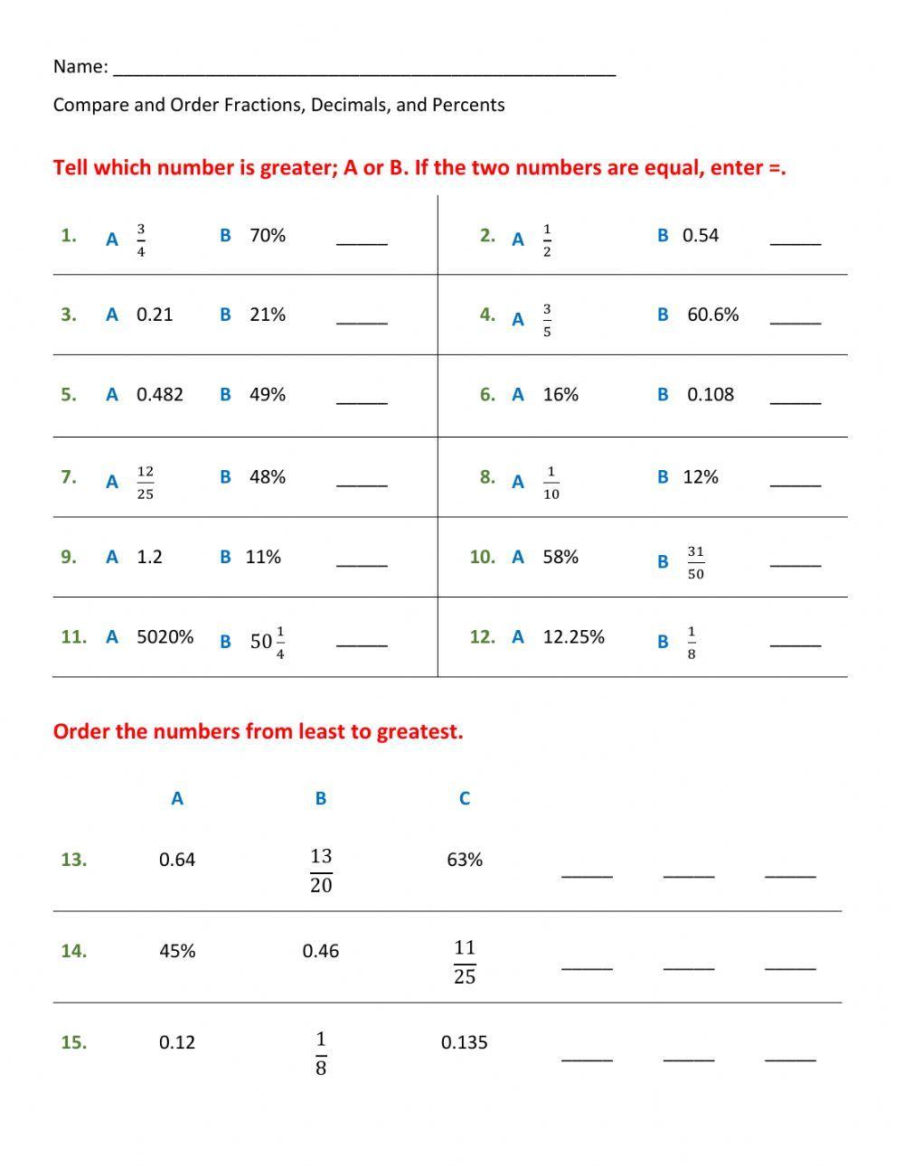 5 Ways to Compare Decimals and Fractions