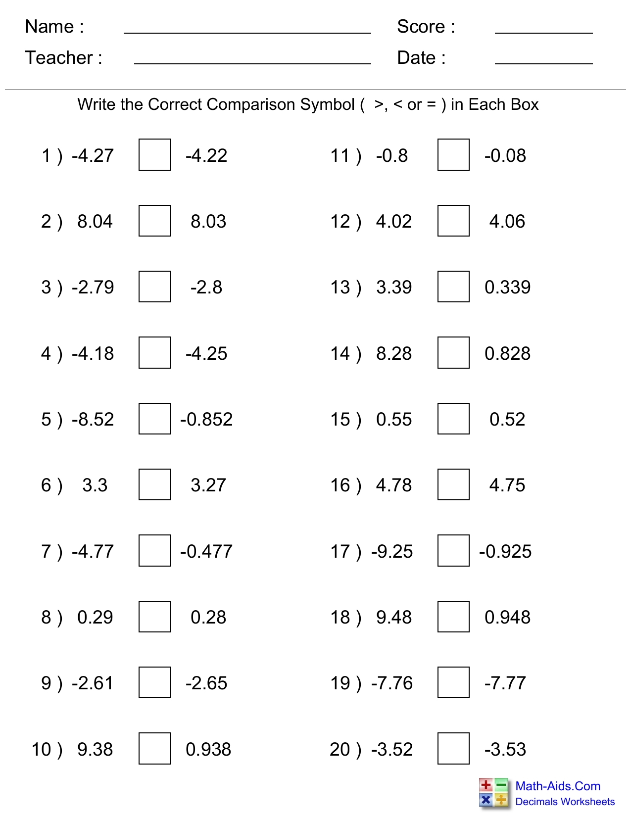 5 Ways to Compare Decimals