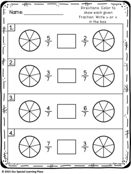 Comparing Fractions With Same Denominator