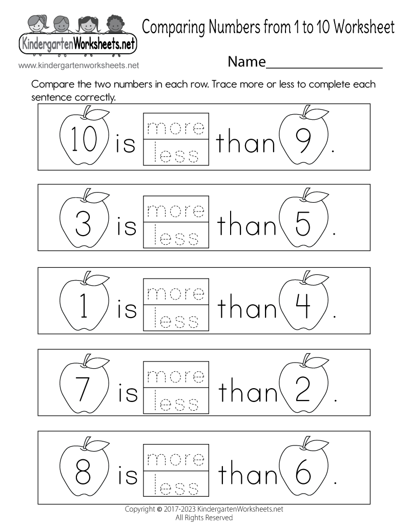 Comparing Numbers Kindergarten Worksheets for Fun Learning