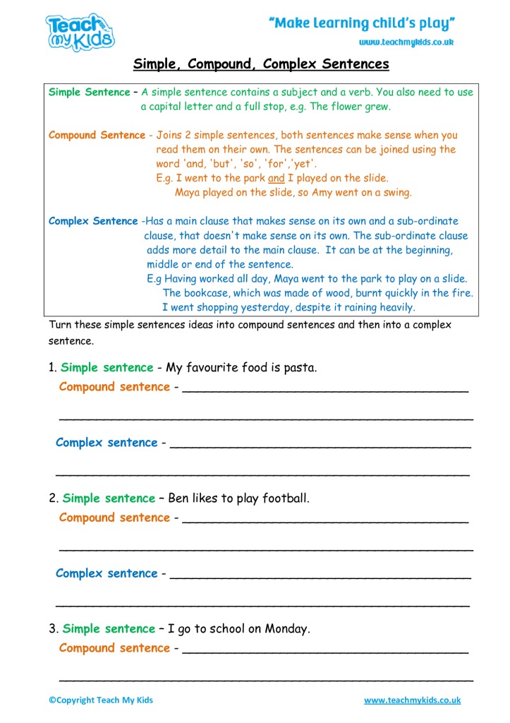 Compound Complex Sentence Exercise