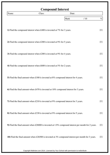 Compound Interest Worksheet Answers Made Easy