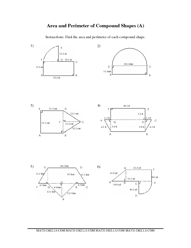 Compound Shape Area Worksheet