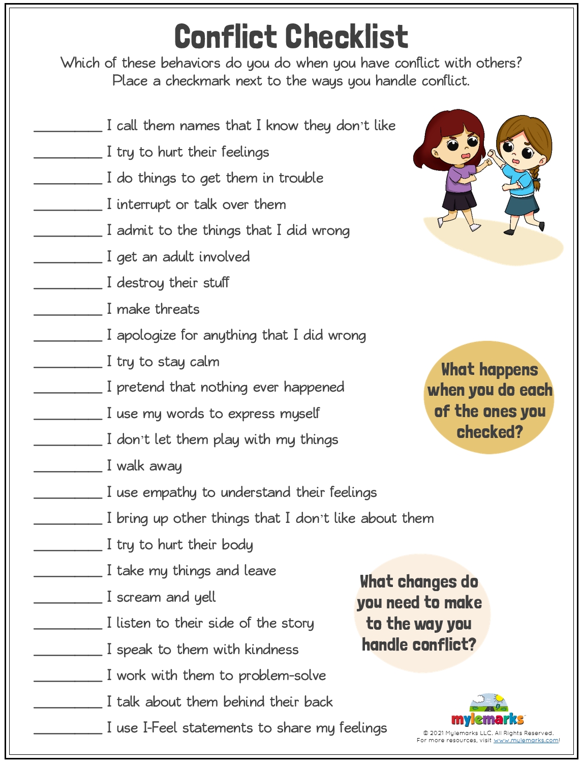 Conflict Resolution Worksheet Pdf