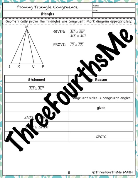 Congruent Triangle Proofs Worksheet