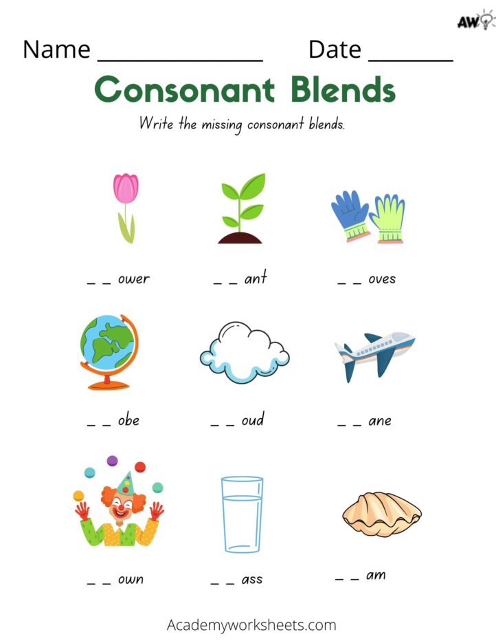 Consonant Blend Worksheets