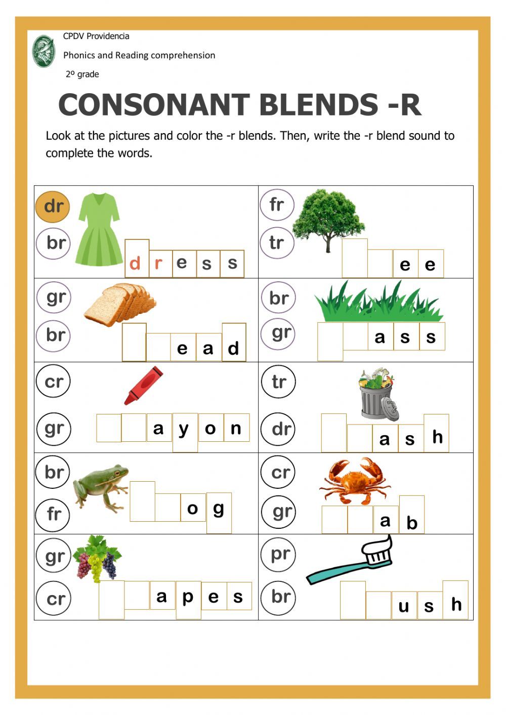 Consonant Blends With R Interactive Worksheet Artofit