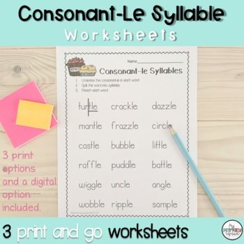 Consonant Le Worksheets for Phonics Practice