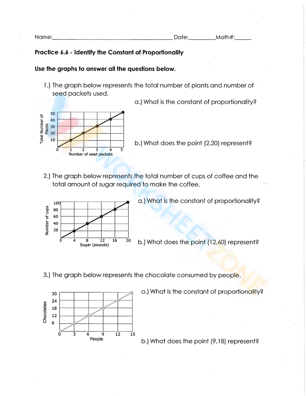 Constant Of Proportionality Graph Worksheet