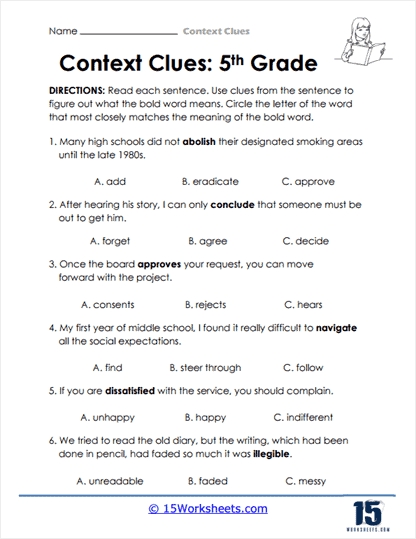 Context Clues Fifth Grade Worksheets Theworksheets Com Worksheets Library