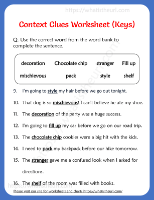 Context Clues Worksheet Pdf