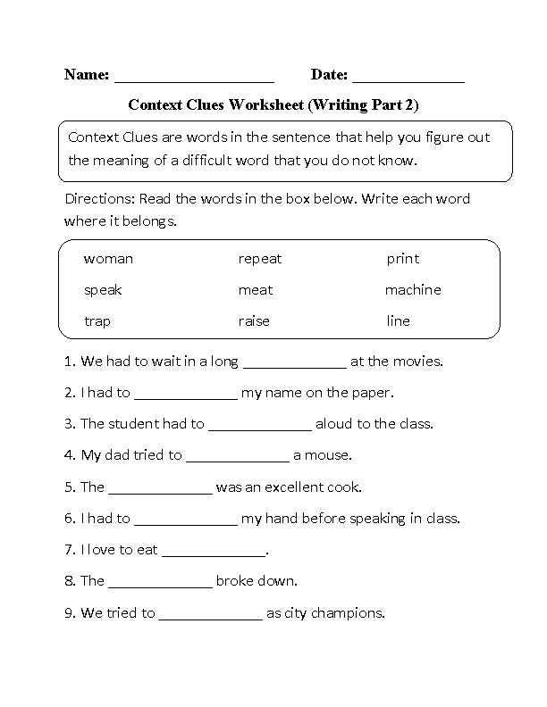 5 Context Clues Worksheets for 5th Grade Success