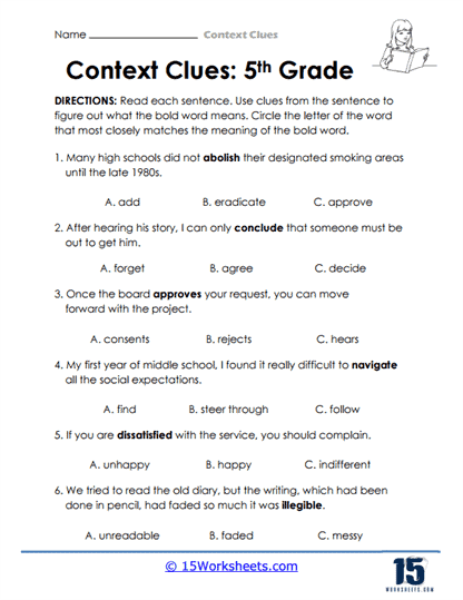 5 Free Context Clues Worksheets