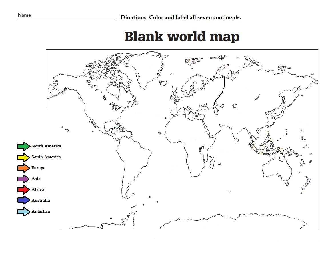 Continents Worksheet Printable for Kids Geography Learning