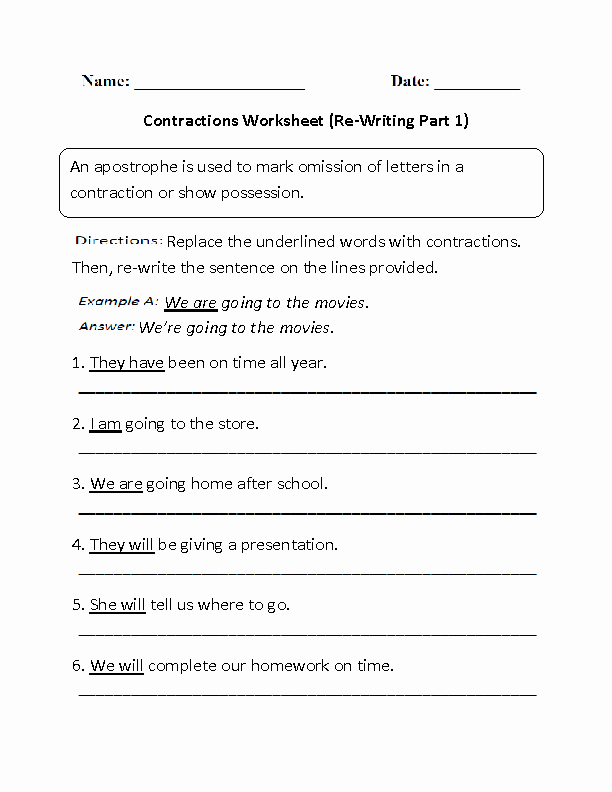 Contractions Worksheet 2Nd Grade Pdf