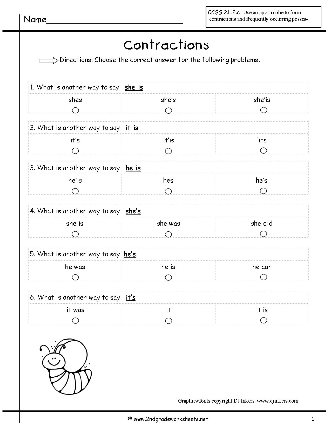 2nd Grade Contractions Worksheet Made Easy