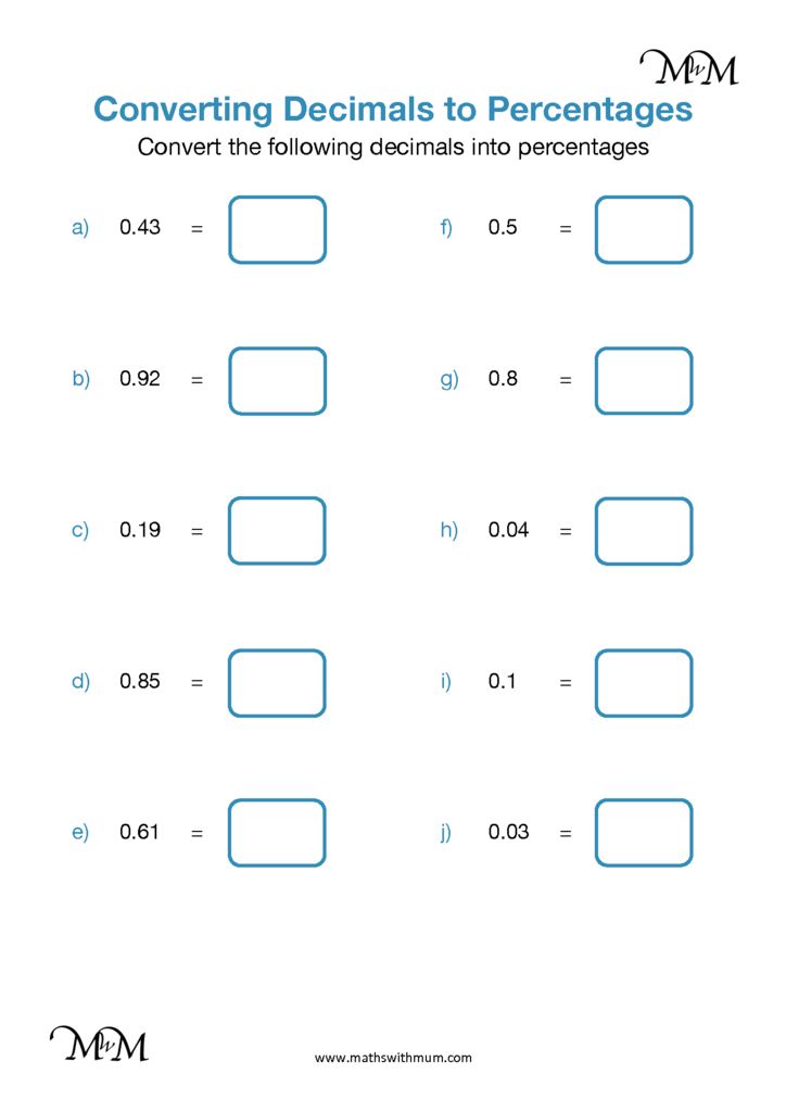 Converting Decimals To Percentages Maths With Mum