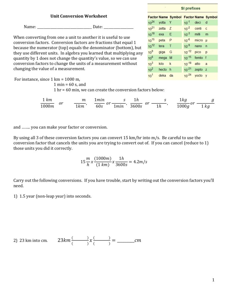 7 Ways to Master Unit Conversion Worksheets